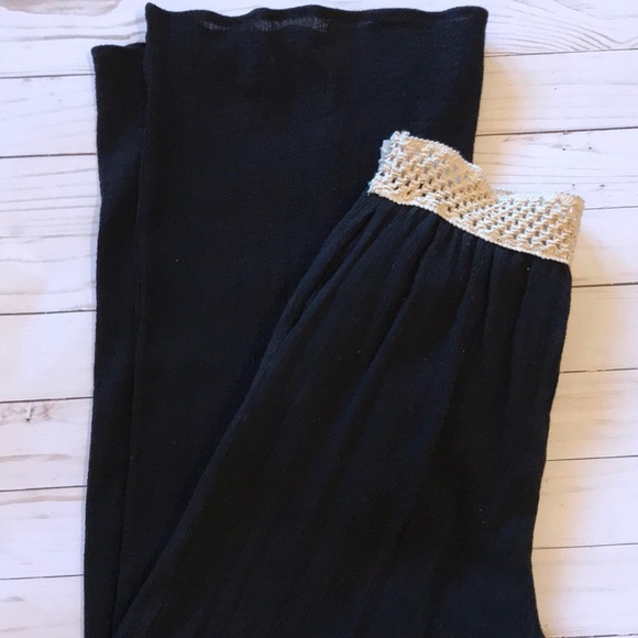 SMALL Pocketed Black Cotton Beach Pants - Picture 7 of 8